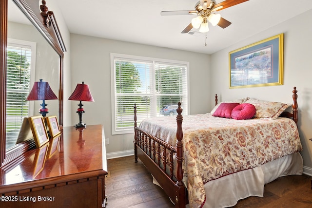 105 Hollow Springs Dr, Bardstown, KY 40004 - bedroom featuring multiple windows, baseboards, hardwood / wood-style floors, and ceiling fan