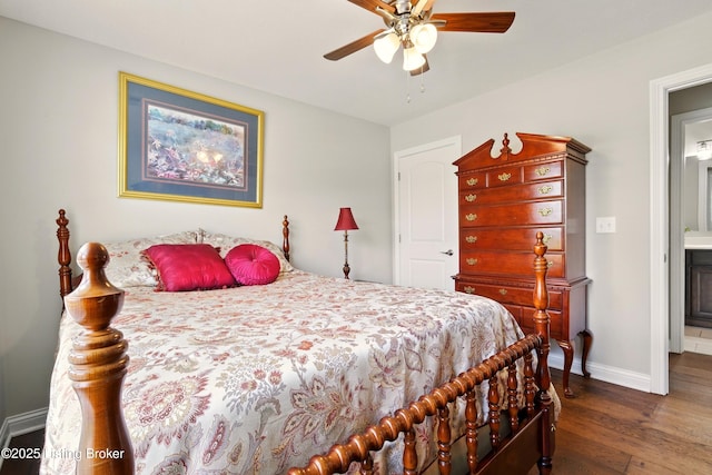 105 Hollow Springs Dr, Bardstown, KY 40004 - bedroom with wood finished floors, baseboards, and a ceiling fan