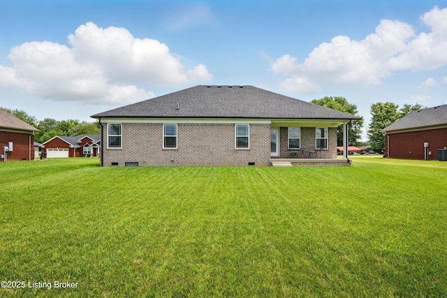105 Hollow Springs Dr, Bardstown, KY 40004 - rear view of house featuring a lawn, cooling unit, and brick siding
