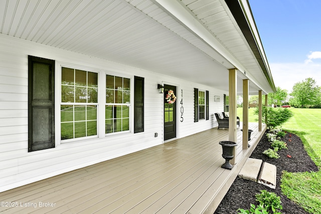 wooden deck with covered porch