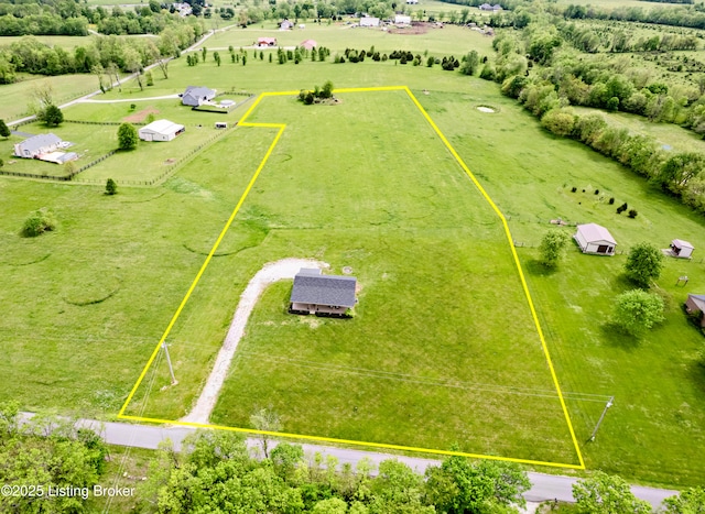 drone / aerial view featuring a rural view