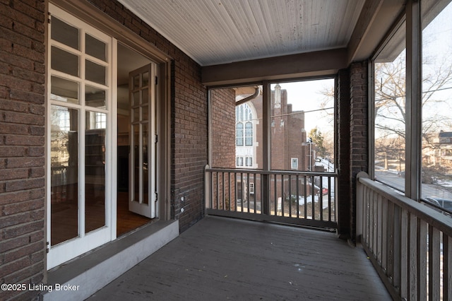 view of unfurnished sunroom