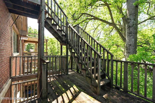 wooden deck with stairway