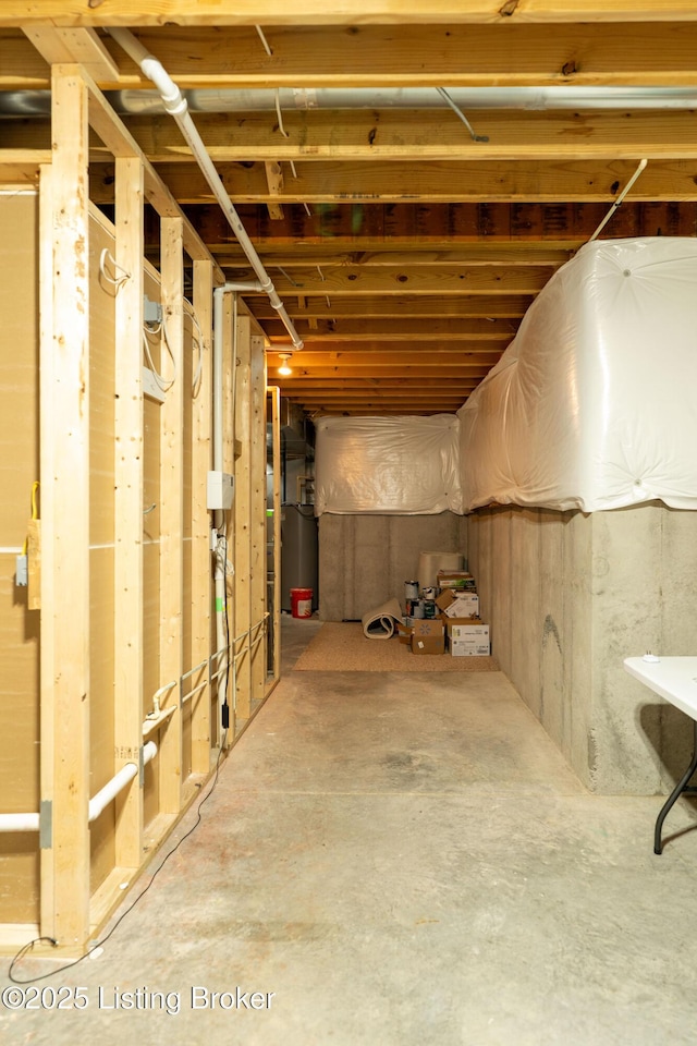 view of unfinished basement