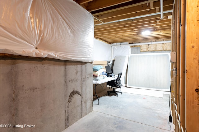 view of unfinished basement