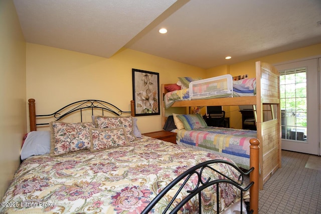 bedroom featuring recessed lighting and carpet floors