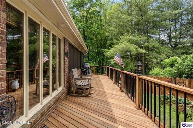 3507 Bridgegate Ct, Louisville, KY 40272 - wooden deck featuring view of scattered trees