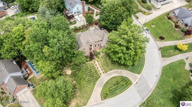 3507 Bridgegate Ct, Louisville, KY 40272 - aerial view of property and surrounding area with nearby suburban area