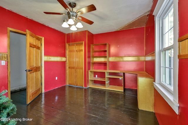 1836 Ellis Rd, Eminence, KY 40019 - unfurnished office with wood-type flooring, a ceiling fan, and healthy amount of natural light
