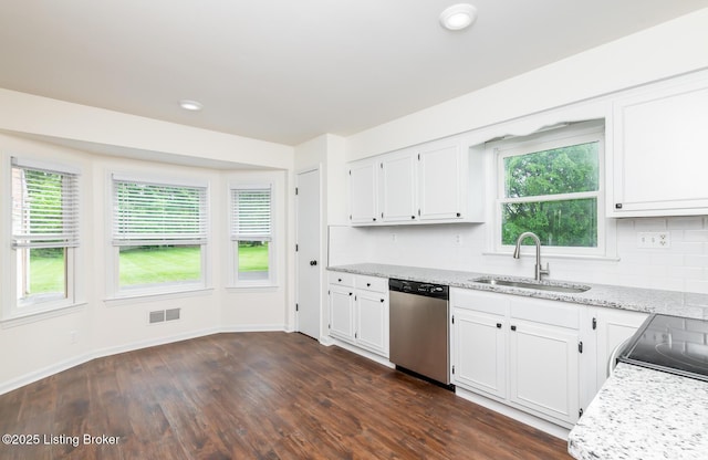 4002 Ciremos Ter, Louisville, KY 40241 - kitchen with dishwasher, a sink, white cabinets, decorative backsplash, and recessed lighting