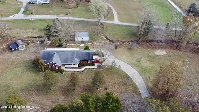 aerial view featuring a rural view