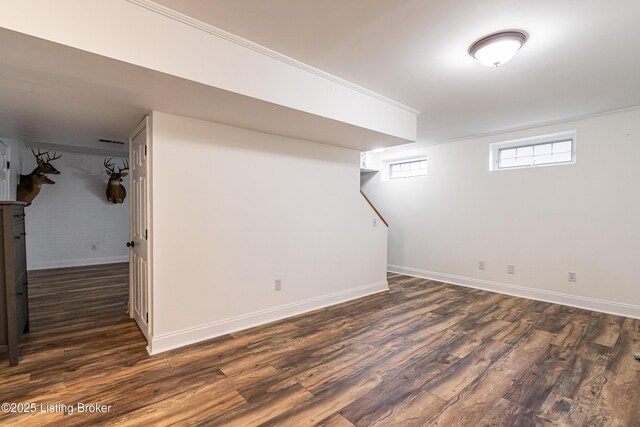 13216 Willow Forest Dr, Louisville, KY 40245 - basement featuring dark wood finished floors and baseboards