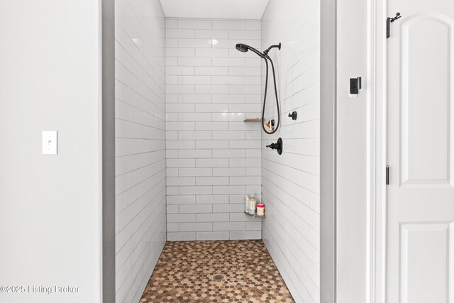 bathroom with a shower stall