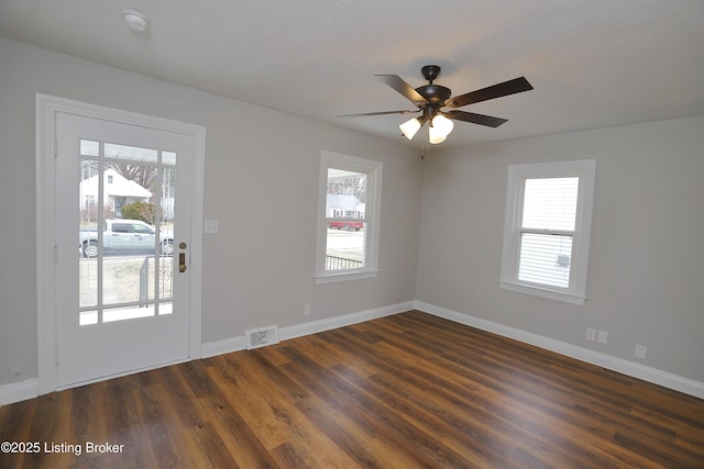 1024 Berry Blvd, Louisville, KY 40215 - entrance foyer featuring baseboards, dark wood-style flooring, and a ceiling fan