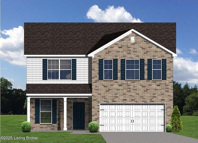 12000 Parkview Trace Dr, Louisville, KY 40229 - view of front of house featuring a front yard, a shingled roof, driveway, and a garage