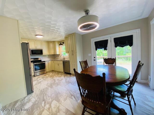 1300 Midway Ln, Springfield, KY 40069 - dining room with plenty of natural light, french doors, and light marble finish flooring