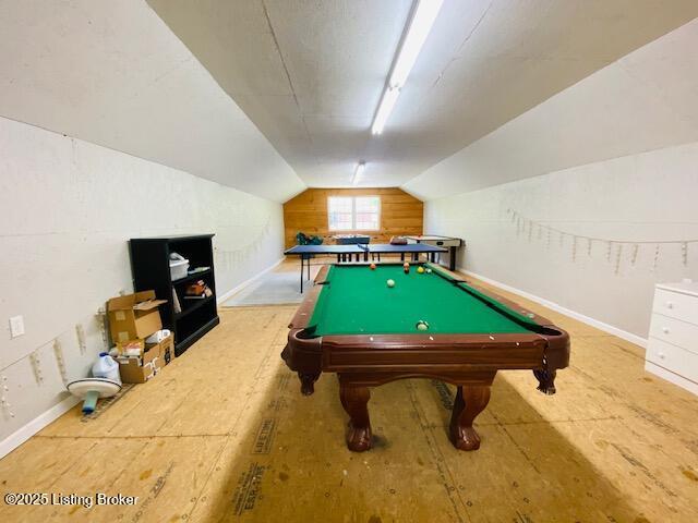 1300 Midway Ln, Springfield, KY 40069 - rec room with lofted ceiling, pool table, and baseboards