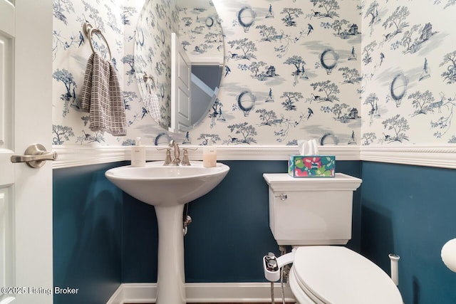 2421 Irish Bend Ct, Fisherville, KY 40023 - half bathroom with toilet and wallpapered walls