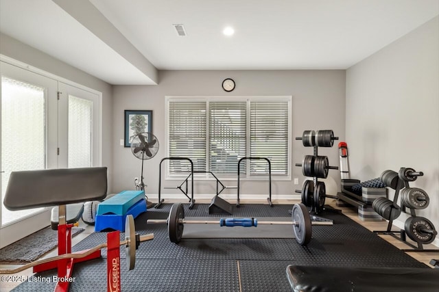 2421 Irish Bend Ct, Fisherville, KY 40023 - exercise area featuring carpet, baseboards, a healthy amount of sunlight, and visible vents