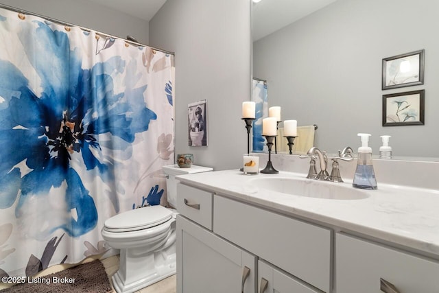 2421 Irish Bend Ct, Fisherville, KY 40023 - bathroom with toilet, tile patterned flooring, vanity, and a shower with curtain