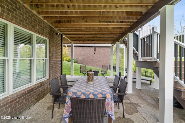 2421 Irish Bend Ct, Fisherville, KY 40023 - view of patio / terrace featuring a fire pit, outdoor dining space, and stairs