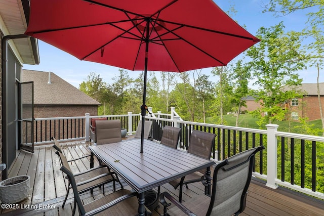 2421 Irish Bend Ct, Fisherville, KY 40023 - wooden terrace featuring outdoor dining space