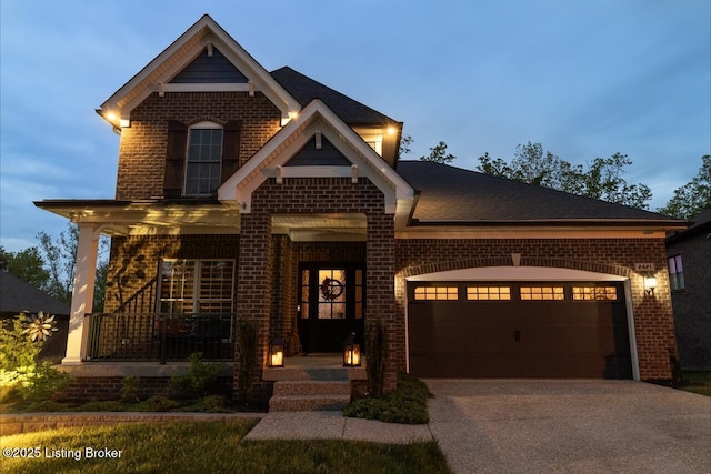 2421 Irish Bend Ct, Fisherville, KY 40023 - craftsman inspired home with concrete driveway, covered porch, brick siding, and a garage