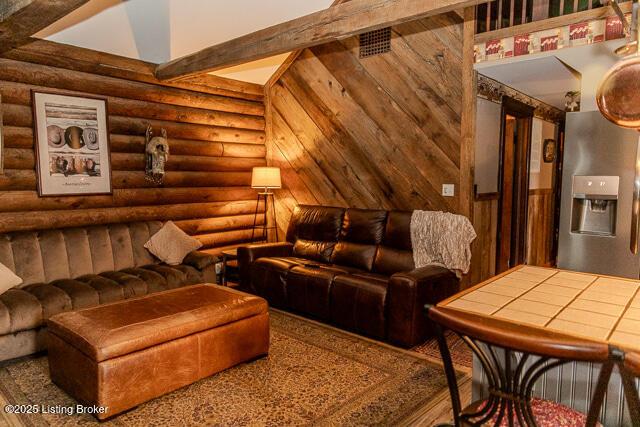 interior space with log walls