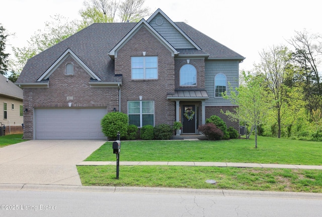 803 Urton Woods Way, Louisville, KY 40243 - view of front of property featuring concrete driveway, brick siding, a front yard, and roof with shingles