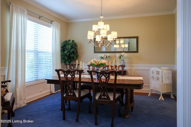 803 Urton Woods Way, Louisville, KY 40243 - dining space with plenty of natural light, crown molding, a chandelier, and wainscoting