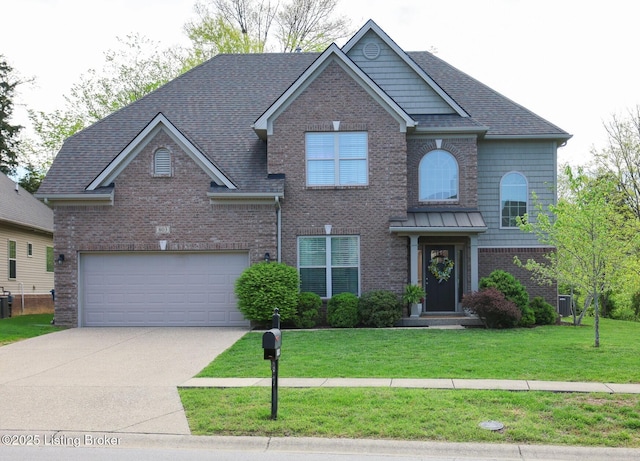 803 Urton Woods Way, Louisville, KY 40243 - view of front of home featuring concrete driveway, brick siding, a front lawn, and an attached garage
