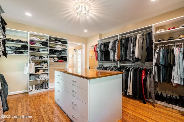 spacious closet with light wood finished floors