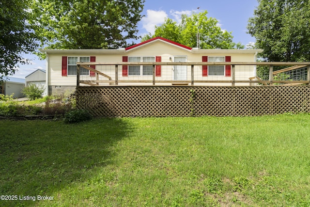 14 Trailwoods Dr, Leitchfield, KY 42754 - back of house featuring a deck, crawl space, and a lawn