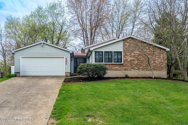4804 Mike Ct, Louisville, KY 40291 - single story home featuring driveway, brick siding, an attached garage, and a front yard