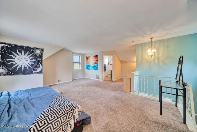 7110 Textile Ave, Louisville, KY 40258 - carpeted bedroom with a chandelier, baseboards, and connected bathroom