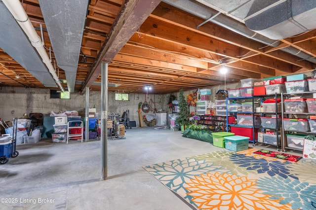 view of unfinished basement
