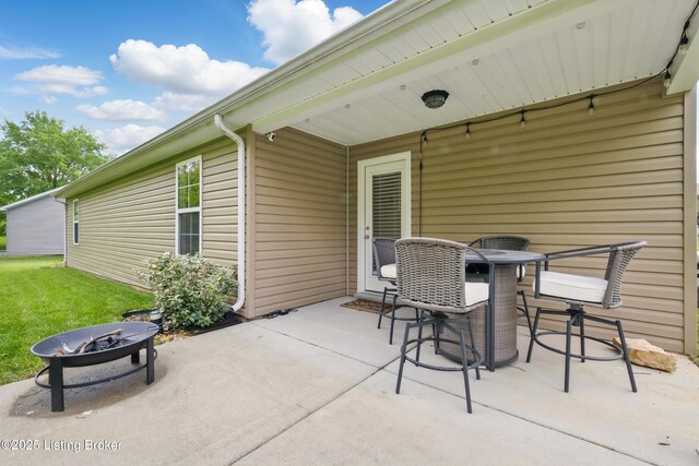 10904 Hidden Trail Ct, Louisville, KY 40229 - view of patio / terrace with an outdoor fire pit and outdoor dining space