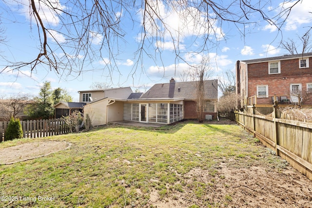 17 Denham Rd, Louisville, KY 40205 - back of house with a patio, a sunroom, and a chimney