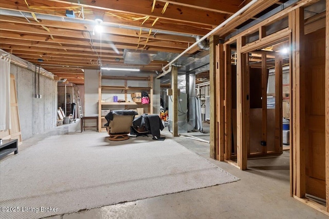view of unfinished basement