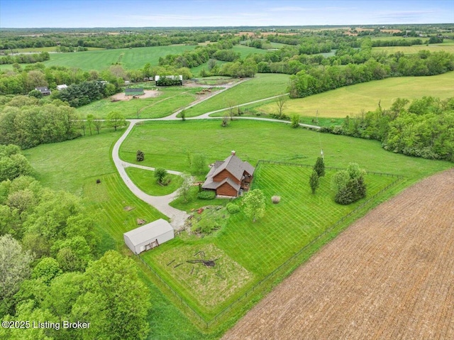 aerial view of sparsely populated area with a pastoral area