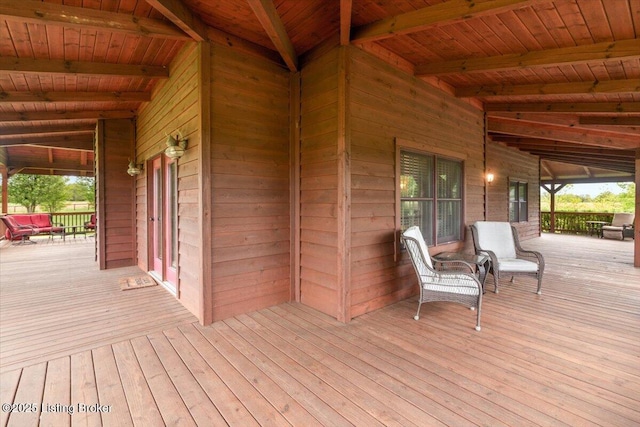 wooden deck featuring a porch