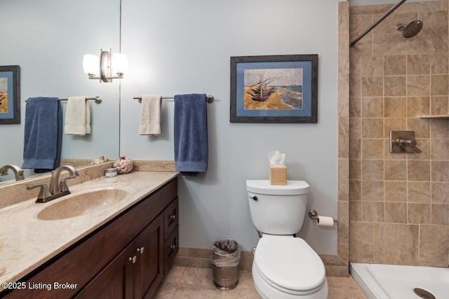 12715 Westport Rd, Louisville, KY 40245 - full bathroom with tiled shower, toilet, vanity, and tile patterned floors