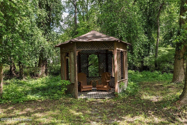 12715 Westport Rd, Louisville, KY 40245 - view of outbuilding featuring a gazebo and a wooded view