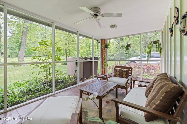 12715 Westport Rd, Louisville, KY 40245 - sunroom / solarium with a ceiling fan and an outdoor living space