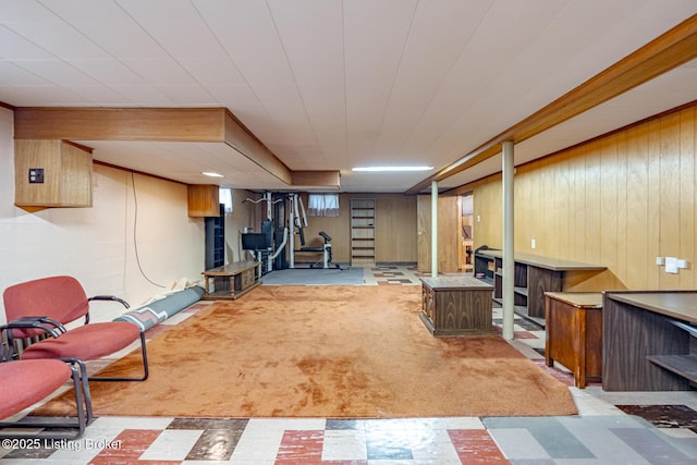 4305 Darbrook Rd, Louisville, KY 40207 - finished below grade area featuring wooden walls and carpet