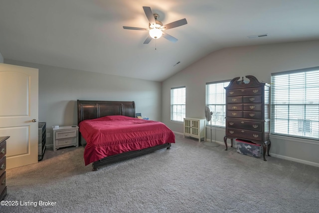 11905 Parkside Vista Ln, Louisville, KY 40229 - bedroom featuring lofted ceiling, carpet floors, baseboards, and ceiling fan