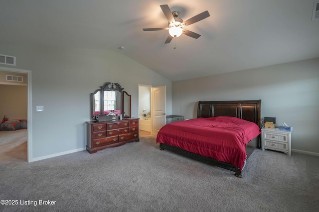 11905 Parkside Vista Ln, Louisville, KY 40229 - bedroom featuring lofted ceiling, carpet flooring, baseboards, and ceiling fan