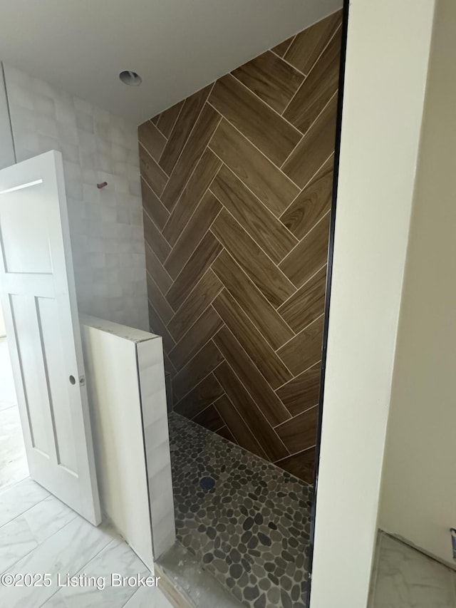309 Ashwood Ave, Elizabethtown, KY 42701 - bathroom with a walk in shower and marble finish flooring