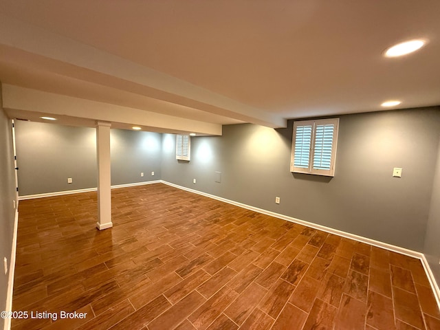 701 Dogwood Dr, Elizabethtown, KY 42701 - below grade area with baseboards, dark wood-style floors, and recessed lighting