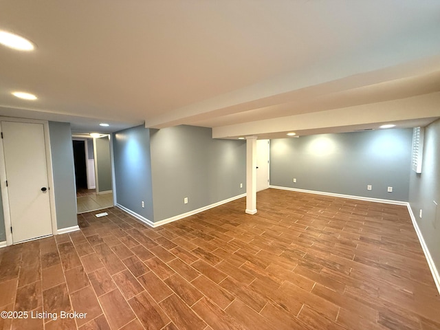 701 Dogwood Dr, Elizabethtown, KY 42701 - finished below grade area with wood finished floors, baseboards, and recessed lighting
